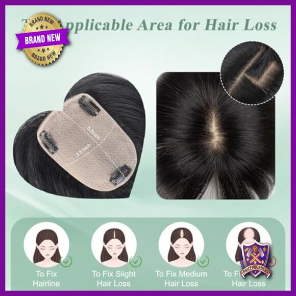 Real Human Hair Topper 16 Inch Glueless Clip In For Thinning Hair main image 5